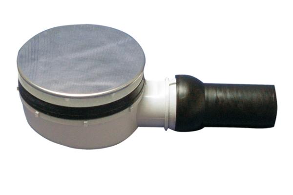Brausetassensiphon flach DN40 mit Kugelgelenk für Ablauföffnungen d 90mm und Abdeckplatte d 113mm Edelstahl HL521